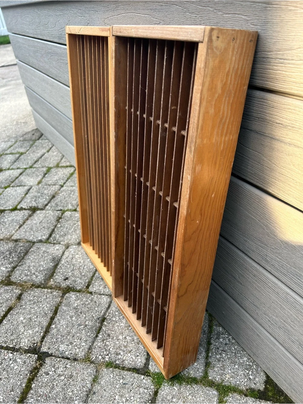 2 Vintage NAPA VALLEY wooden wall-mounted cassette tape storage racks